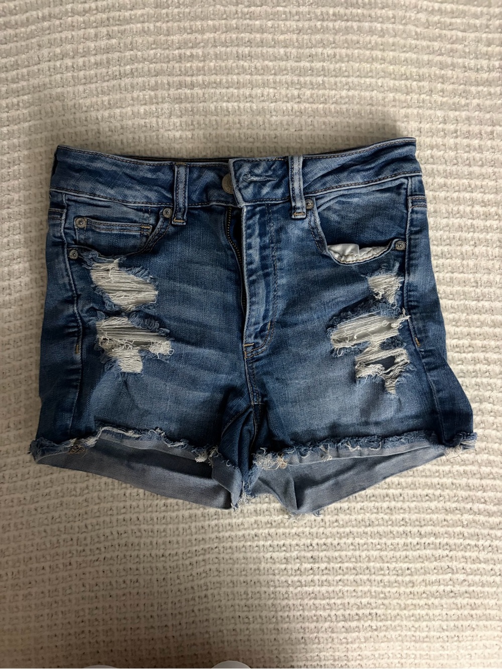 American Eagle Outfitters Ripped Blue Denim Shorts